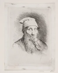 Un vieil homme avec un bonnet. Buste