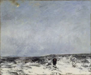 Paysage de bruyère avec une voiture