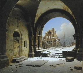 Ruines du cloître en hiver