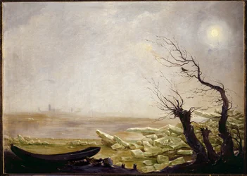 Bateau pris dans la banquise (huile sur toile)