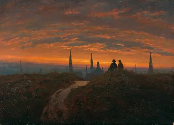 Vue de Dresde au coucher du soleil