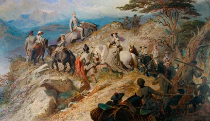 Matin dans les Highlands. La famille royale gravissant le Lochnagar, 1853