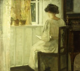 Une Femme Lisant dans un Intérieur Ensoleillé