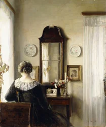 Intérieur avec une Femme Assise près d