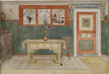 La salle à manger. Tiré de « Un foyer » (26 aquarelles)