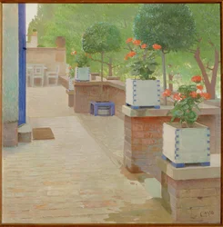 Gartenterrasse - Garden terrace … (painting on canvas)