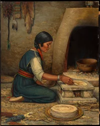 Femme Hopi faisant du Piki