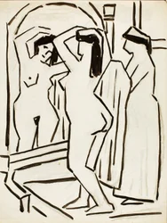 Fille arrangeant ses cheveux