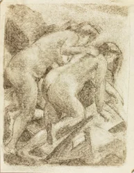 Deux figures féminines nues