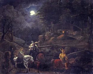 Chevalier devant la cabane du charbonnier