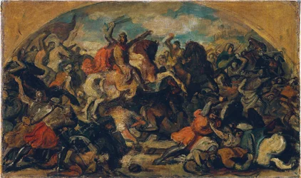Frédéric II le Querelleur (1219-1246) en tant que vainqueur des Mongols à la bataille de la Leitha près de Wiener Neustadt le 15 juin 1246