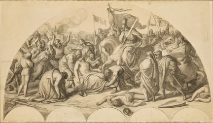 Rodolphe Ier de Habsbourg devant le corps de Przemysl Ottokar II de Bohême