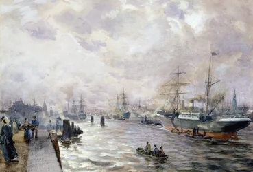 Navires à voile dans le port de Hambourg, 1889