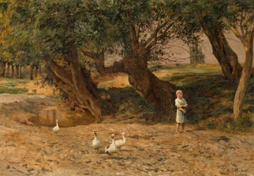 La petite fille aux oies sous les saules