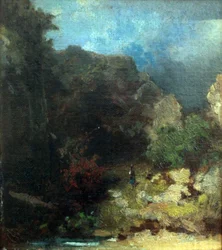 Paysage avec figure féminine