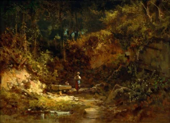 Fille à la fontaine forestière