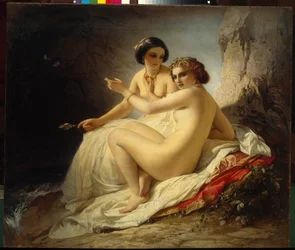 Deux jeunes filles dans une grotte
