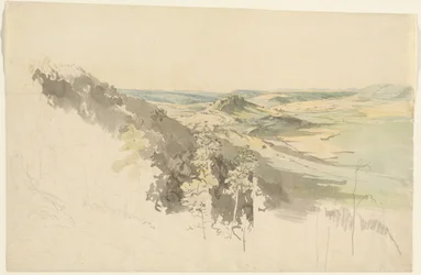 Paysage vallonné avec le château de Landsberg