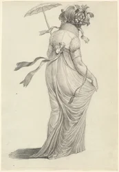 Une jeune femme à la mode vue de dos