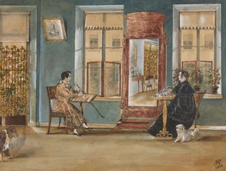 Acteur Nikolay Osipovich Dur 1807-1839 avec sa femme dans le salon, 1839