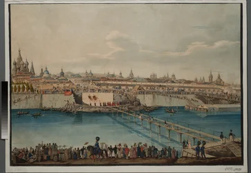 Cérémonie de pose de la première pierre pour le pont Moskvoretsky à Moscou, 1830