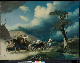 Troïka pendant un orage, années 1830