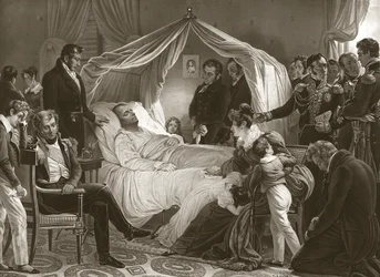 Napoléon sur son lit de mort, 5 mai 1821, pub. gravure