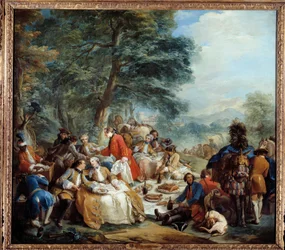 Arrêt de chasse Un pique-nique de nobles pendant une partie de chasse