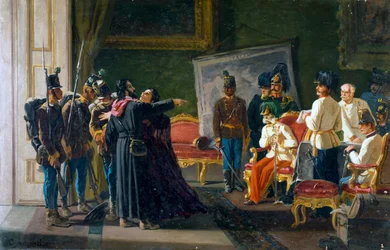 Ugo Bassi et sa sœur Carlotta à la Villa Spada, vers 1866, huile sur toile, par Carlo Ademollo