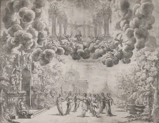 Décor de scène avec figures allégoriques, de 