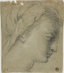 Tête de femme de profil à droite