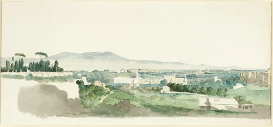 Vue depuis le Mont Palatin, Rome, les Collines Albaines au loin