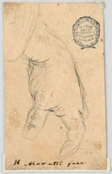 Dessin, Dessin : Une main gauche suspendue, 1650-1700
