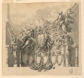 Conception pour la décoration de la façade de Saint-Pierre, Rome, pour la canonisation de Giuseppe da Copertino et Jeanne-Françoise de Chantal