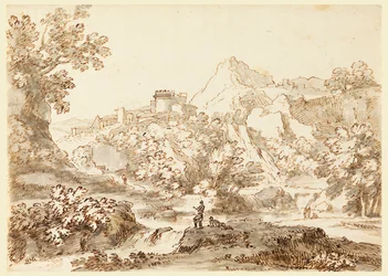 Dessin, Paysage avec ville, 1750-1770