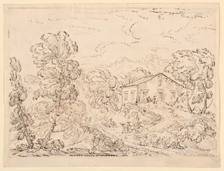 Dessin, Une trattoria dans les bois, 1760-1770