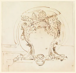 Dessin, écusson papal, 1740-58
