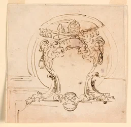 Dessin, écusson papal, 1740-58