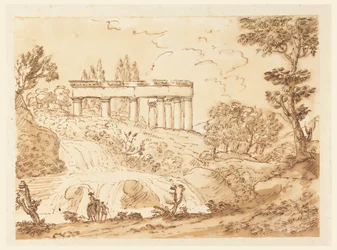 Paysage avec ruines de temple