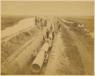 Aqueduc de Venise (nouvelle conduite). Chantier de la digue