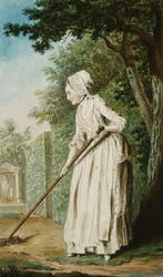 La Duchesse de Chaulmes, en jardinière dans une allée, 1771