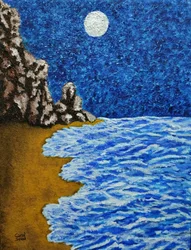Plage au clair de lune