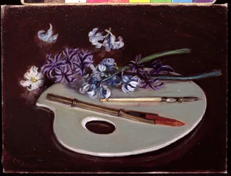 Palette en porcelaine avec des fleurs