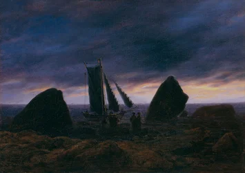 Bateau de pêche par la mer Baltique, vers 1830