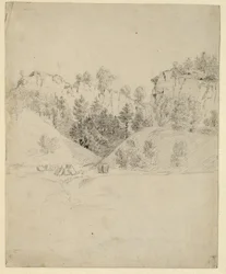 French : Paysage avec une carrière Landscape with a quarry
