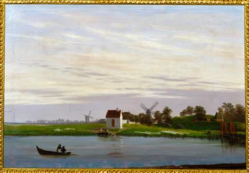 Paysage avec moulins à vent