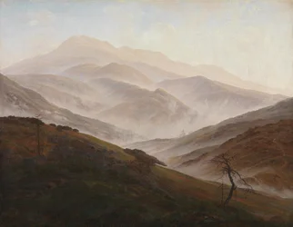 Paysage des monts des Géants avec brume montante
