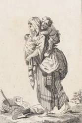 Paysanne avec deux enfants, vers 1758