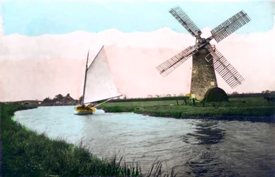 Un moulin à vent sur les Broads du Norfolk, Norfolk