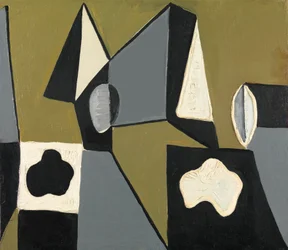 Composition en olive et gris, vers 1953 (huile sur toile)